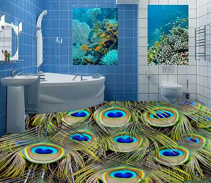 3D Peacock Feather 065 Floor Mural Wallpaper AJ Wallpaper 2 