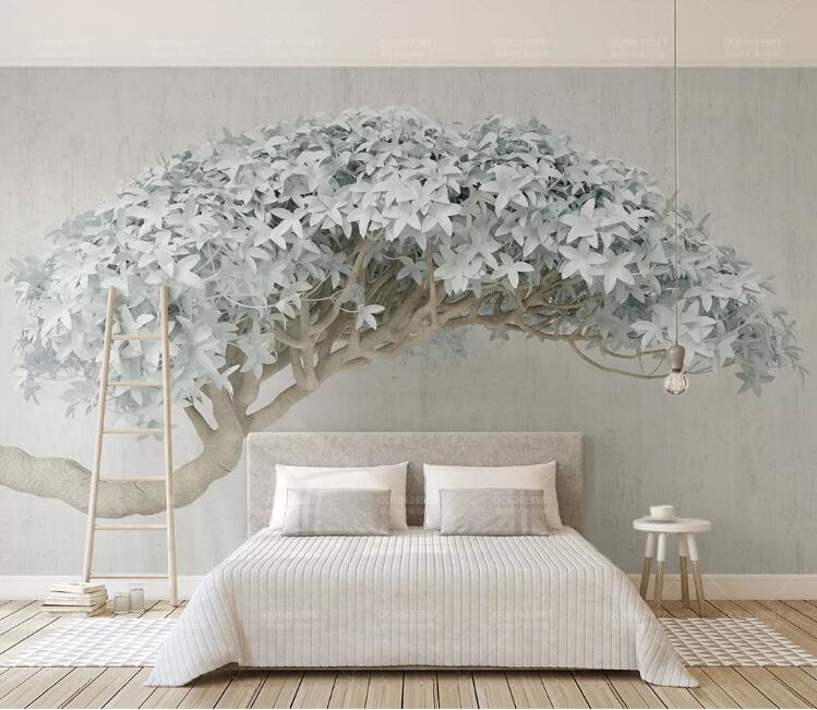 3D Blue Leaves WC217 Wall Murals