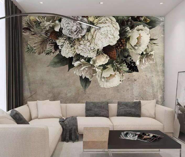 3D White Flowers WG57 Wall Murals Wallpaper AJ Wallpaper 2 