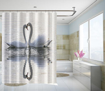 3D Lovers Swan Lake 135 Shower Curtain 3D Shower Curtain AJ Creativity Home 