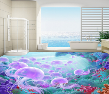 3D Jellyfish Group 346 Floor Mural Wallpaper AJ Wallpaper 2 