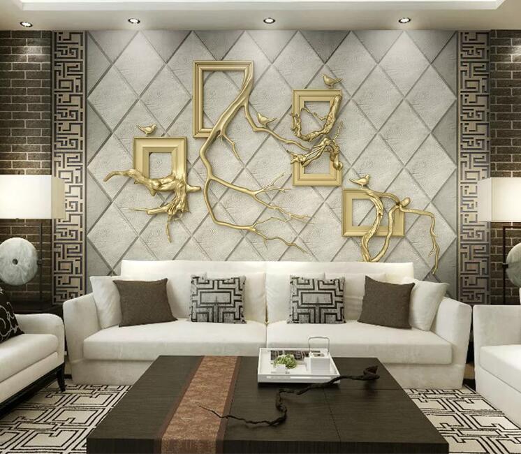 3D Gold Pattern WC158 Wall Murals