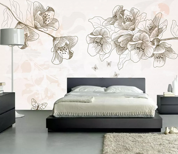 3D Sketch Butterfly Flower 1190 Wallpaper AJ Wallpaper 2 