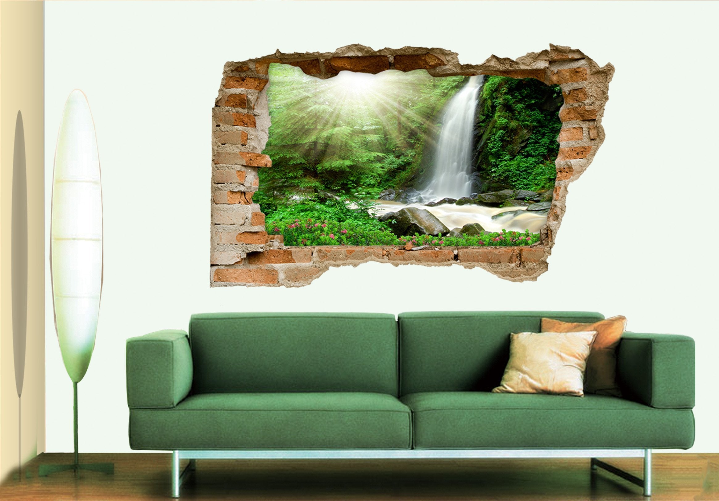 3D Forest Waterfall 357 Broken Wall Murals Wallpaper AJ Wallpaper 