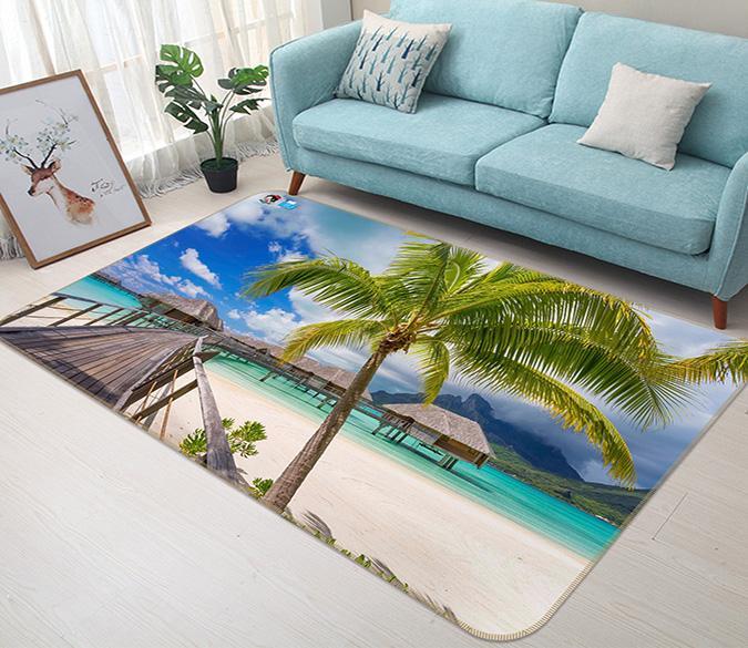 3D Coconut Tree Bridge 713 Non Slip Rug Mat Mat AJ Creativity Home 