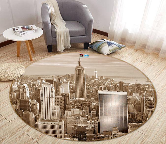 3D Gray City 191 Round Non Slip Rug Mat Mat AJ Creativity Home 