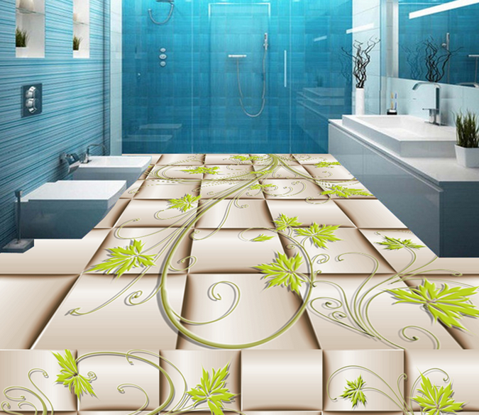3D Leaf 113 Floor Mural Wallpaper AJ Wallpaper 2 