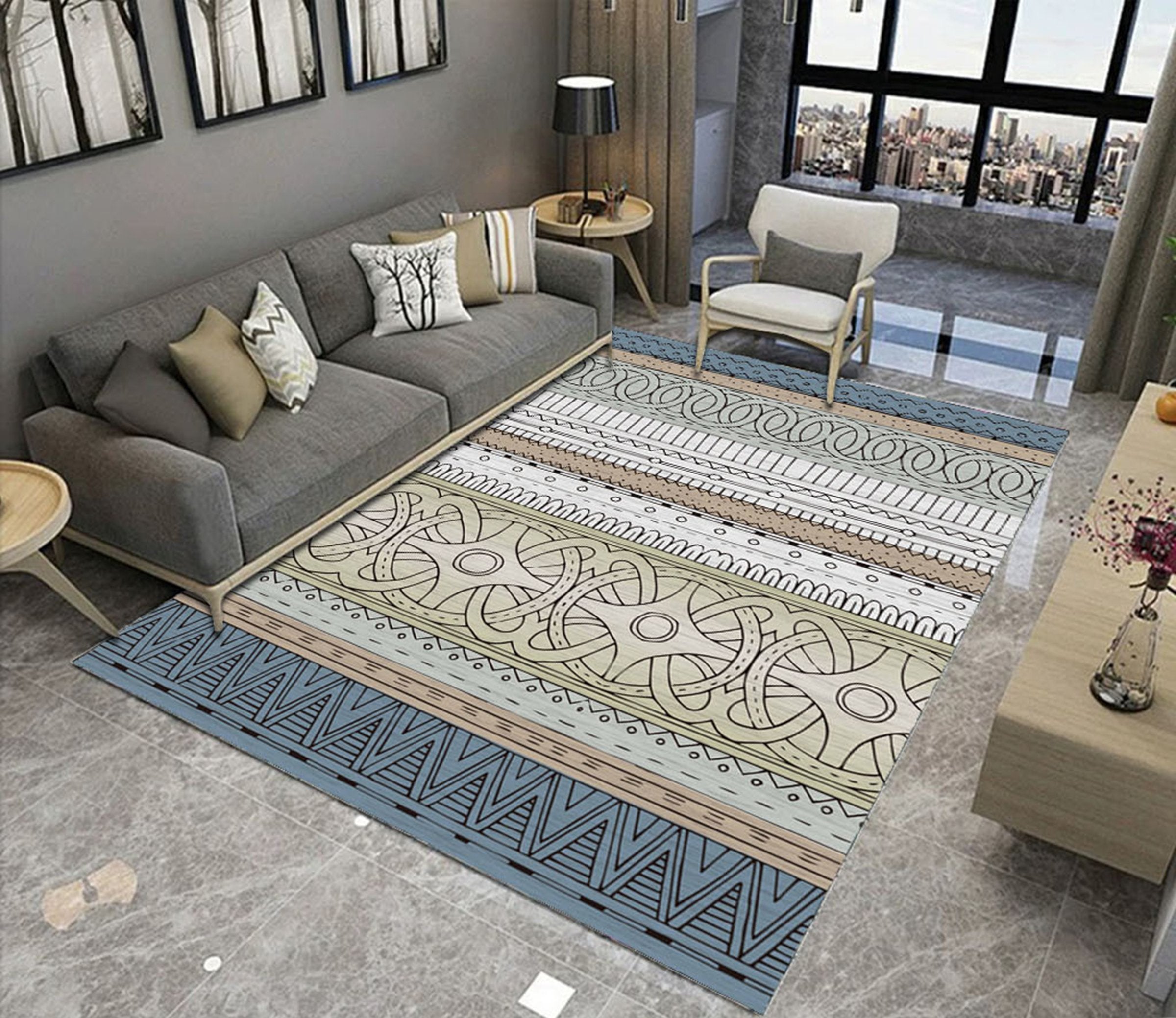 3D Colored Geometric Pattern WG515 Non Slip Rug Mat Mat AJ Creativity Home 