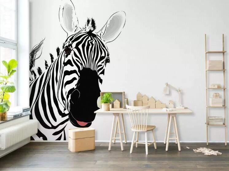 3D Cute Zebra WG595 Wall Murals