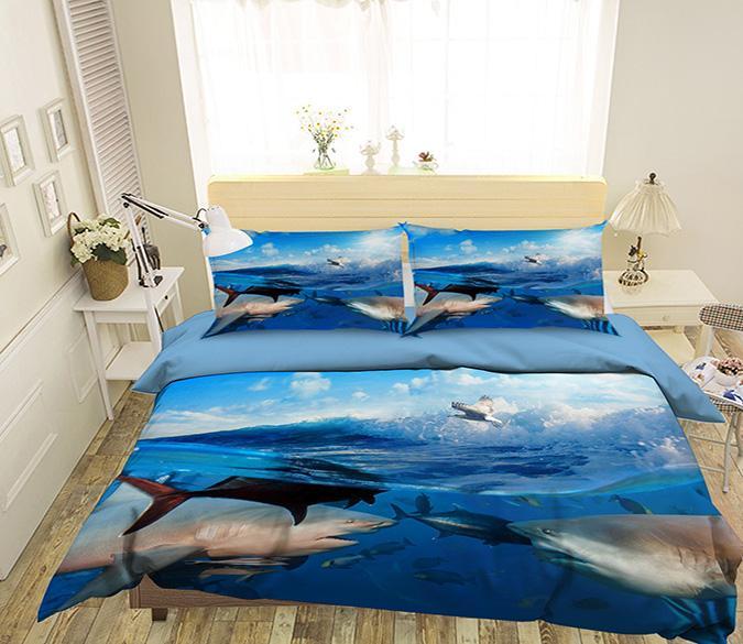 3D Bird Shark 004 Bed Pillowcases Quilt Wallpaper AJ Wallpaper 