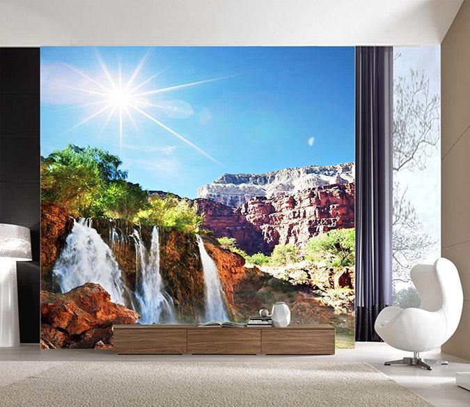 3D Sunshine Mountain Waterfall 792 Wallpaper AJ Wallpaper 