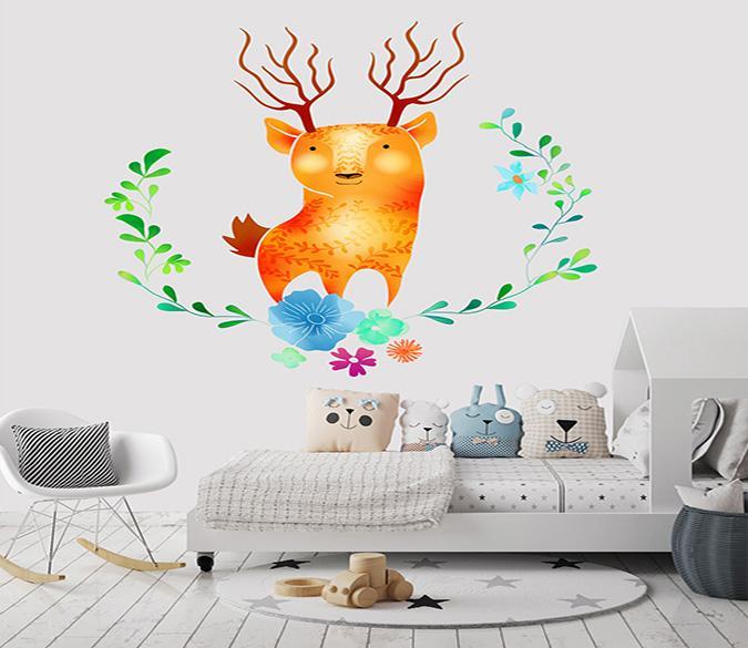 3D Cartoon Deer 066 Wall Stickers Wallpaper AJ Wallpaper 
