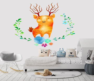 3D Cartoon Deer 066 Wall Stickers Wallpaper AJ Wallpaper 