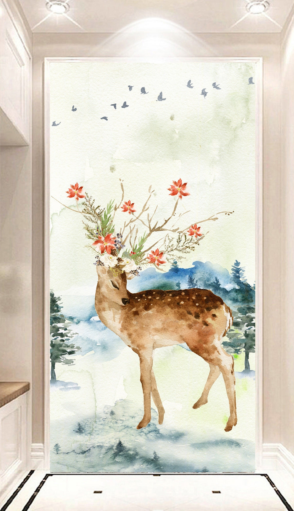 3D Watercolor Elk WG081 Wall Murals
