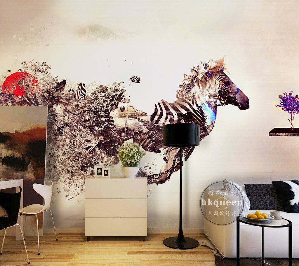 3D Zebra Running WG064 Wall Murals