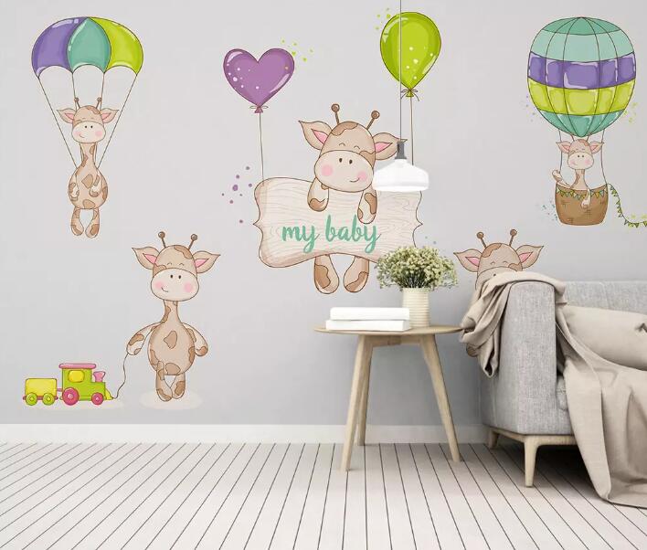 3D Cow Balloon WG01 Wall Murals Wallpaper AJ Wallpaper 2 