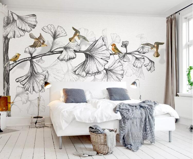3D Flower Bird WG81 Wall Murals Wallpaper AJ Wallpaper 2 