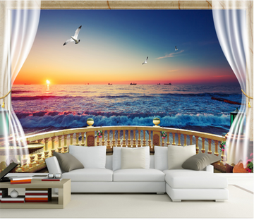 3D Dusk Sea 375 Wallpaper AJ Wallpaper 