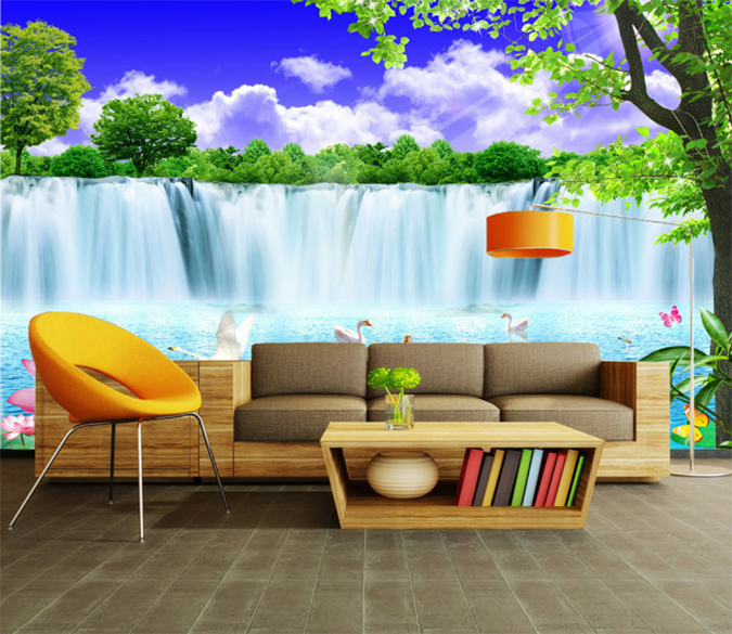 3D Lotus Swan 464 Wallpaper AJ Wallpaper 