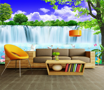 3D Lotus Swan 464 Wallpaper AJ Wallpaper 