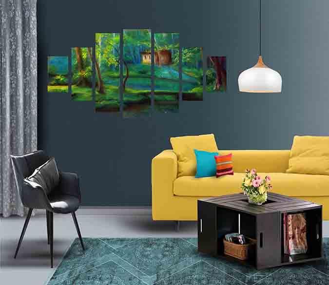 3D Forest Cottage 005 Unframed Print Wallpaper Wallpaper AJ Wallpaper 