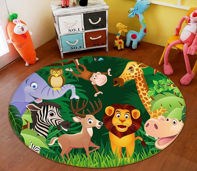 3D Cartoon Lion 069 Round Non Slip Rug Mat Mat AJ Creativity Home 
