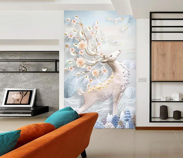 3D Sika Deer Flower 490 Wallpaper AJ Wallpaper 