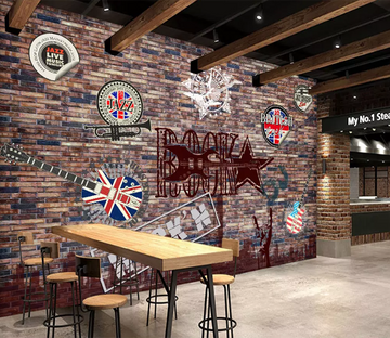 3D Brick Wall Guitar 999 Wallpaper AJ Wallpaper 2 