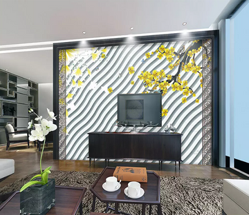 3D Yellow Flower Butterfly 1169 Wallpaper AJ Wallpaper 2 