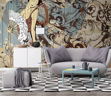 3D Painting Woman Fan 334 Wallpaper AJ Wallpaper 2 