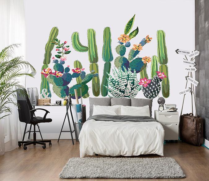3D Cactus Flower 059 Wall Stickers Wallpaper AJ Wallpaper 