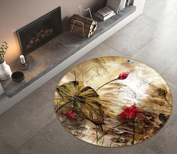 3D Lotus Painting 057 Round Non Slip Rug Mat Mat AJ Creativity Home 