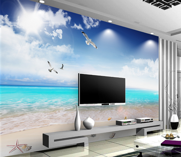 3D Sand Seagull 458 Wallpaper AJ Wallpaper 