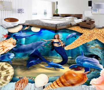 3D Blue Tail 041 Floor Mural Wallpaper AJ Wallpaper 2 