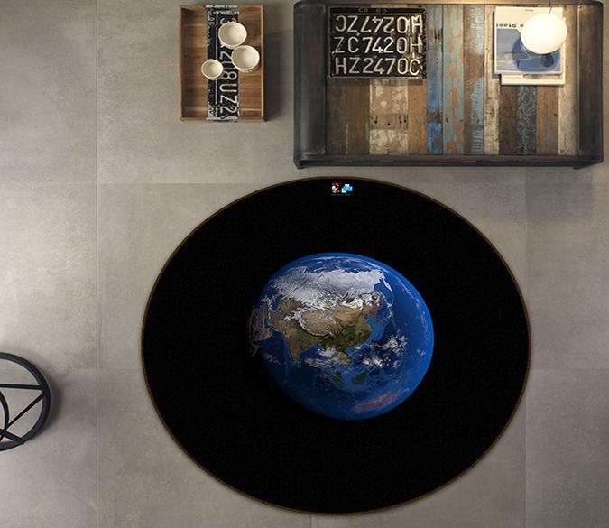 3D Black Earth 162 Round Non Slip Rug Mat Mat AJ Creativity Home 