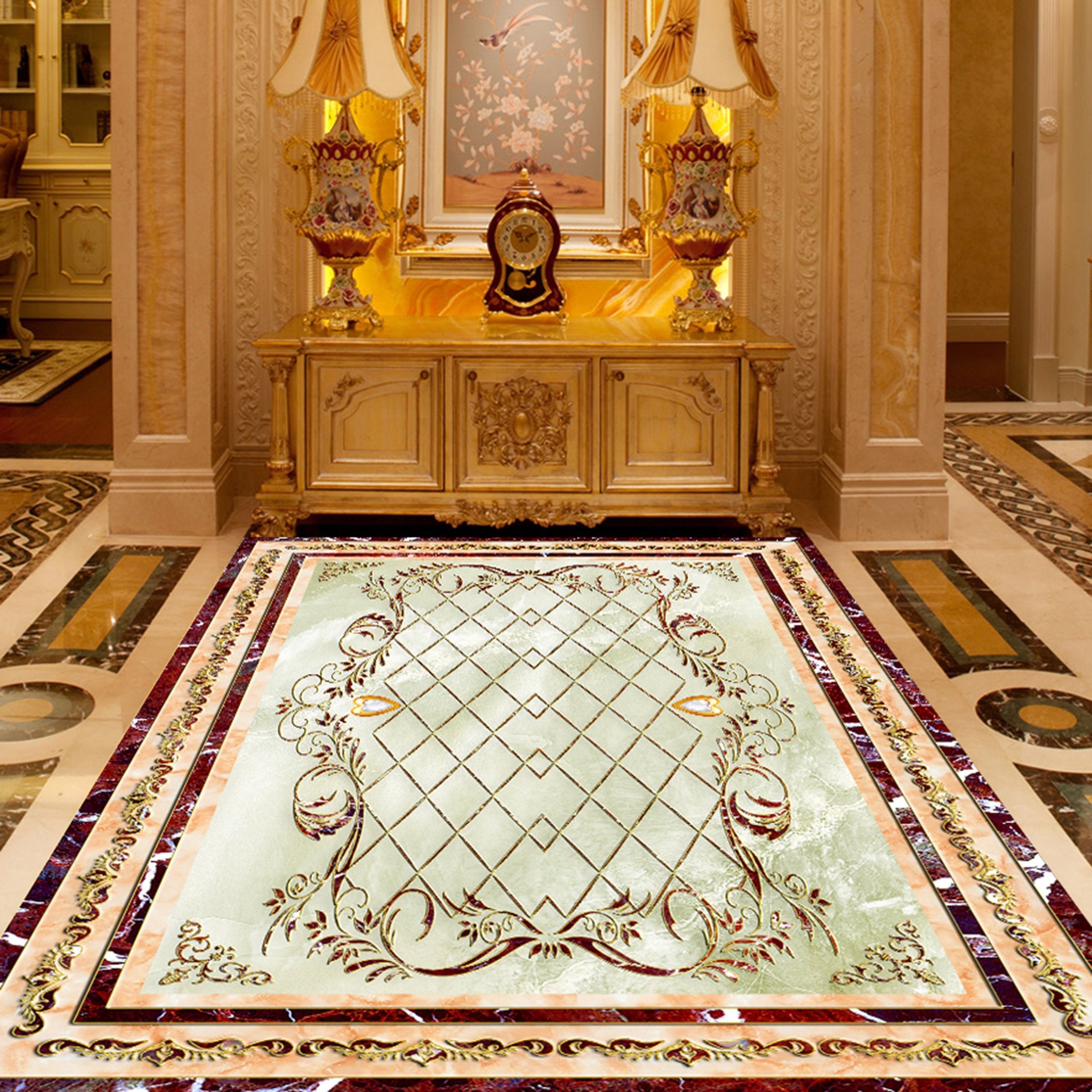 3D Black Pattern WG128 Floor Mural Wallpaper AJ Wallpaper 2 