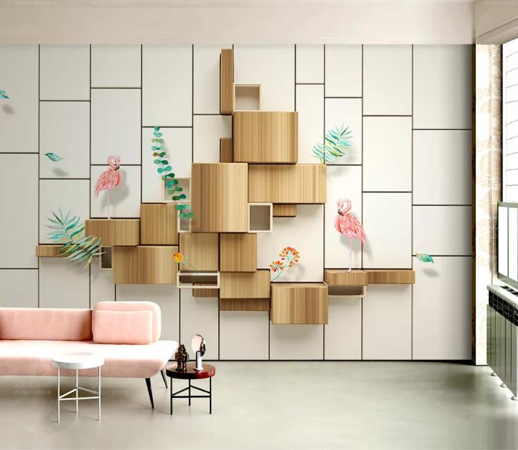 3D Pink Flamingo WC143 Wall Murals