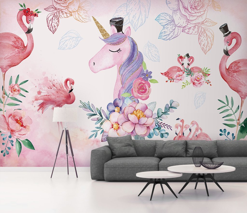 3D Flamingo Unicorn 591 Wall Murals Wallpaper AJ Wallpaper 2 