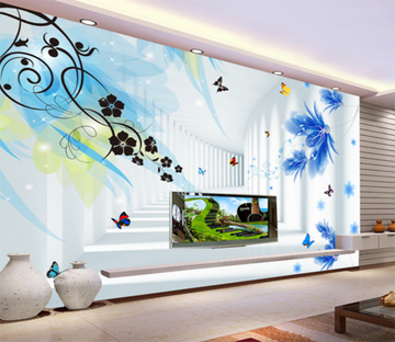 3D Corridor Flower 177 Wallpaper AJ Wallpaper 