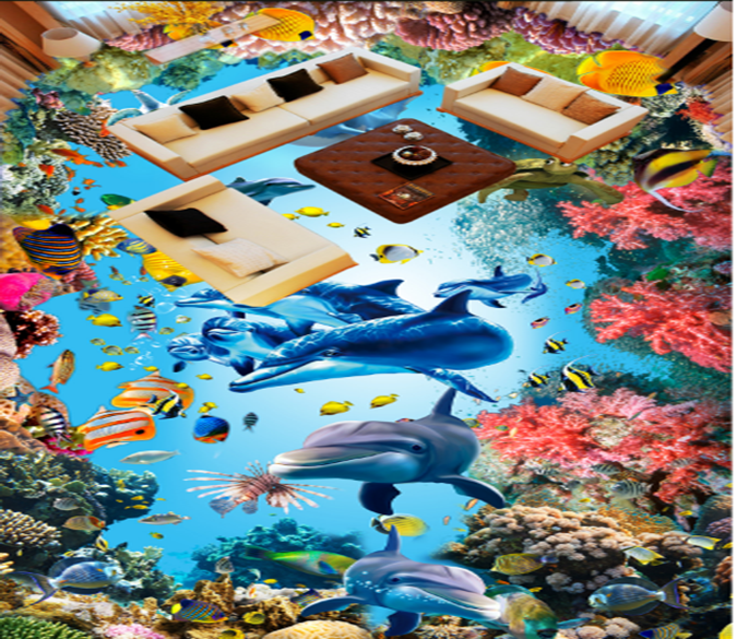 3D Cute Dolphin 046 Floor Mural Wallpaper AJ Wallpaper 2 