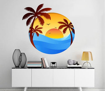 3D Coconut Tree Sun 261 Wall Stickers Wallpaper AJ Wallpaper 