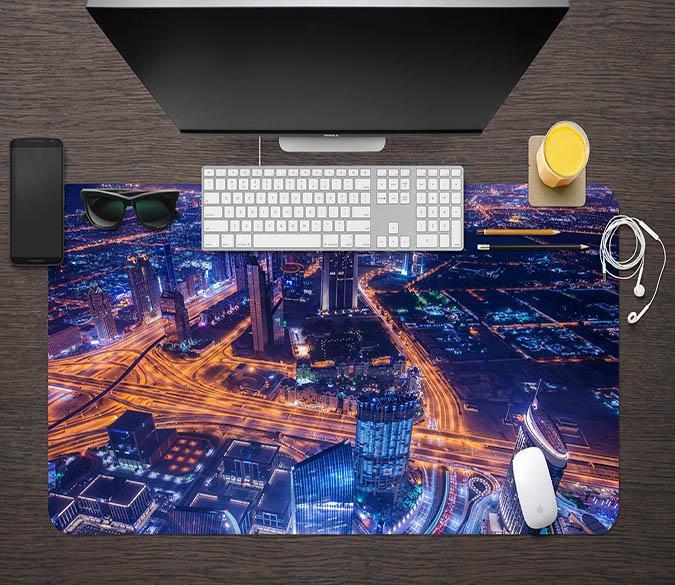 3D Night Building 078 Desk Mat Mat AJ Creativity Home 