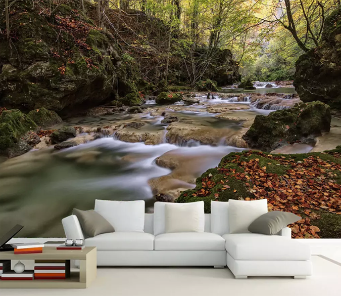 3D Fallen Leaves Stream 1062 Wallpaper AJ Wallpaper 2 