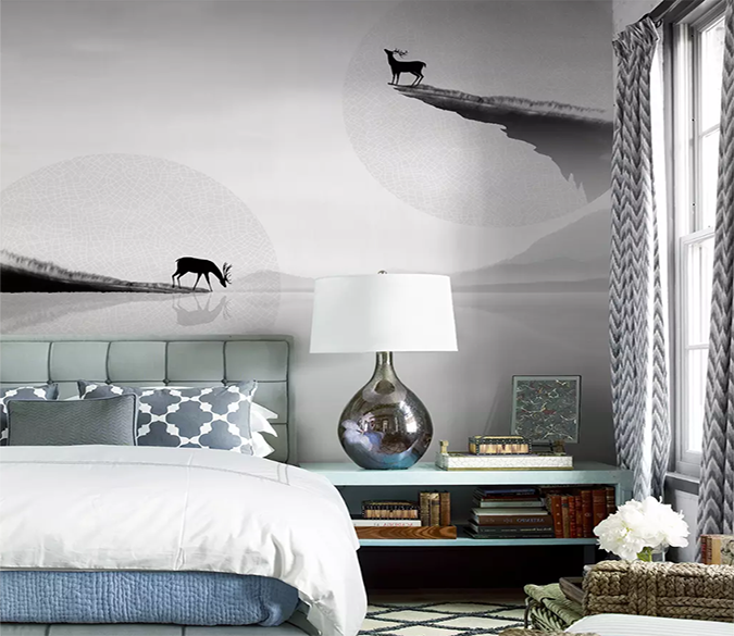 3D Deer Cliff Drinking Water 1292 Wallpaper AJ Wallpaper 2 