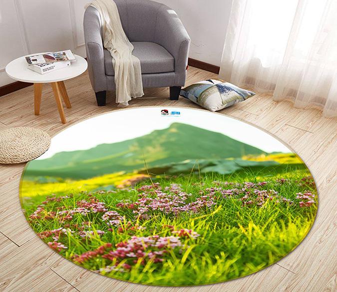 3D Lawn Mountain 110 Round Non Slip Rug Mat Mat AJ Creativity Home 