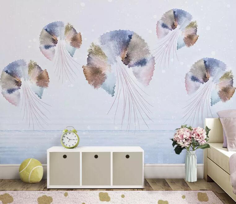 3D Colored Jellyfis WG1037 Wall Murals