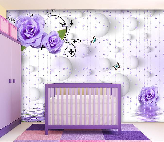3D Rose Dewdrop Butterfly 743 Wallpaper AJ Wallpaper 