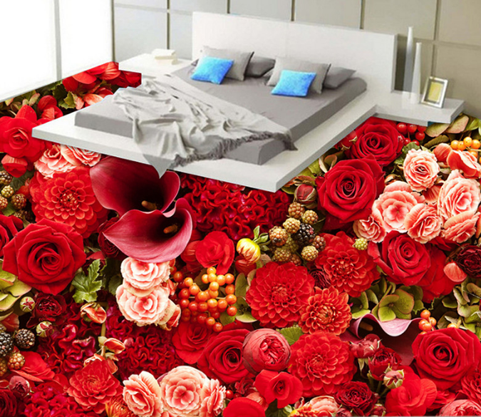 3D Flower Bunch 301 Floor Mural Wallpaper AJ Wallpaper 2 