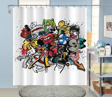 3D Hand Drawn Monster 141 Shower Curtain 3D Shower Curtain AJ Creativity Home 