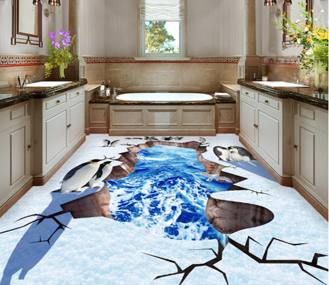 3D Penguin 250 Floor Mural Wallpaper AJ Wallpaper 2 